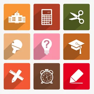白色教育元素图标矢量素材免抠