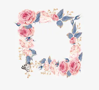 春季田园风清新花环装饰边框免抠