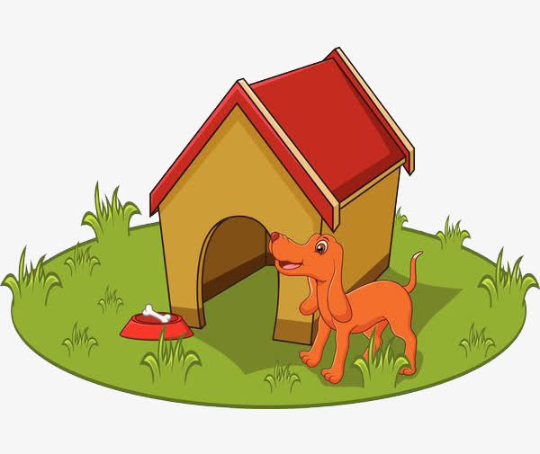 草坪上的狗房免抠