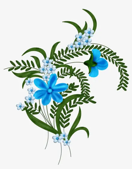蓝花绿叶免抠