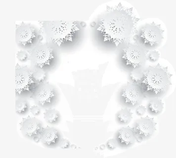 白色雪花剪纸边框矢量图免抠