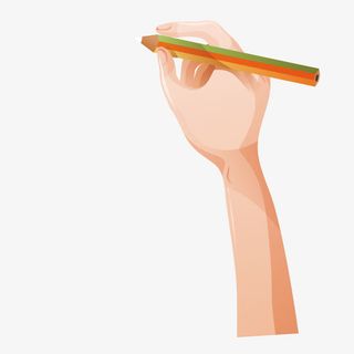 拿着铅笔写字的手免抠