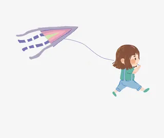 放风筝的小女孩免抠图免抠