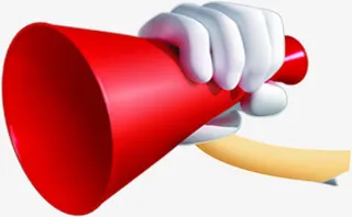 扁平风格手势动作红色大喇叭免抠