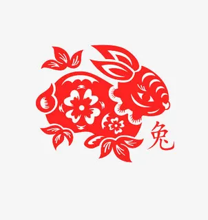 剪纸兔子免抠