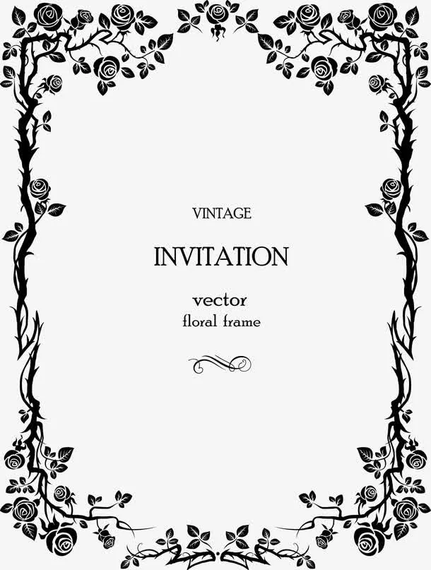 美式花纹玫瑰边框高清免抠图免抠