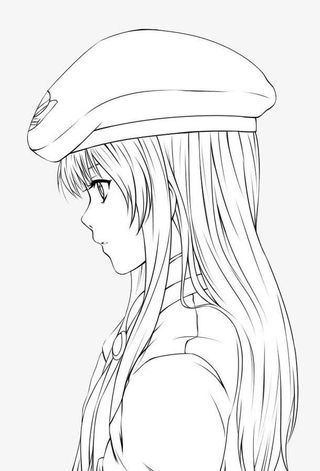 美女侧脸卡通手绘简笔画免抠