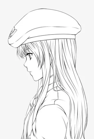 美女侧脸卡通手绘简笔画免抠