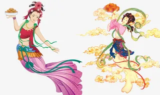 嫦娥奔月插画免抠