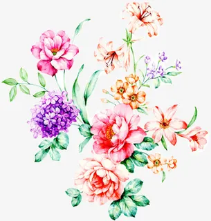 中国风彩色梦幻花朵免抠