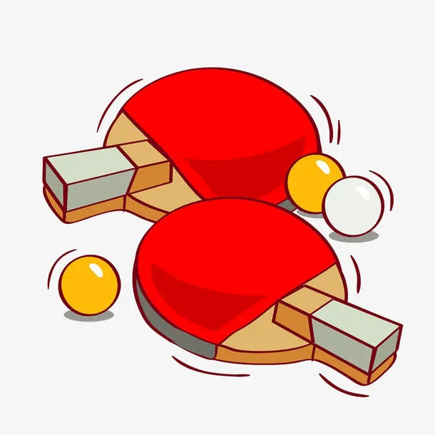 乒乓球和乒乓球拍插画免抠
