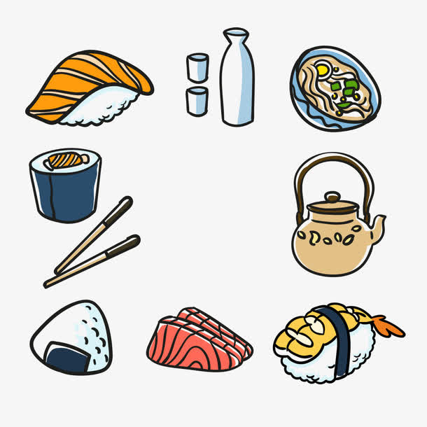 MBE风格矢量日式食物图免抠