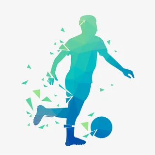 渐变踢足球人物矢量图免抠