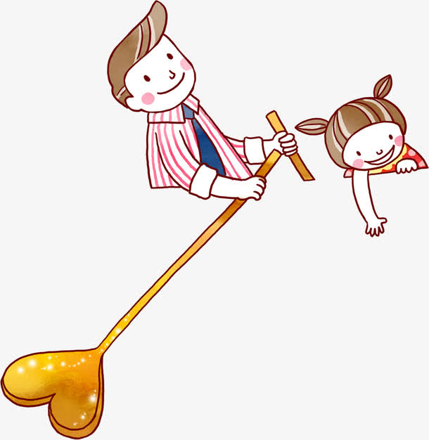 手绘春天划船人物免抠