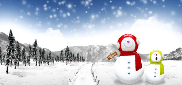 韩国圣诞雪人场景背景banner