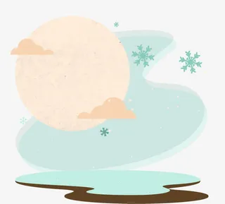 手绘素雅月亮云朵雪花元素免抠