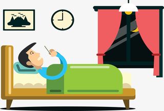 躺在床上看手机的人免抠