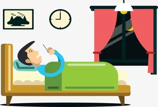 躺在床上看手机的人免抠