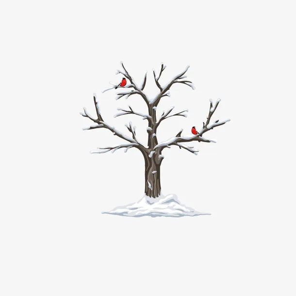 卡通大树上的雪花免抠