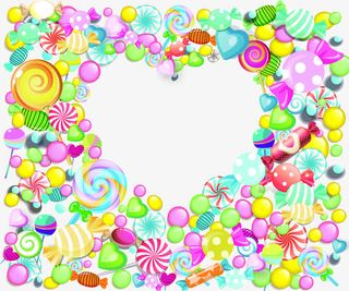 彩色卡通手绘糖果爱心边框免抠
