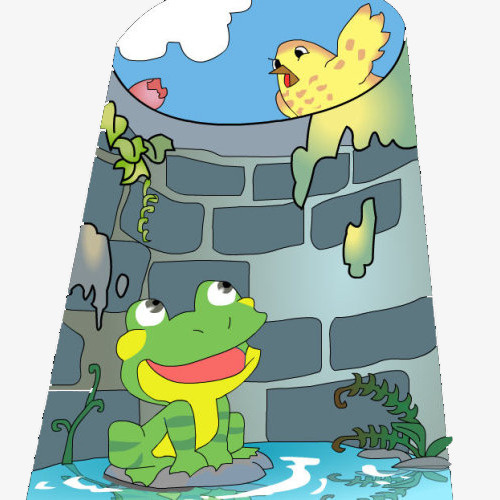 井底之蛙插画免抠