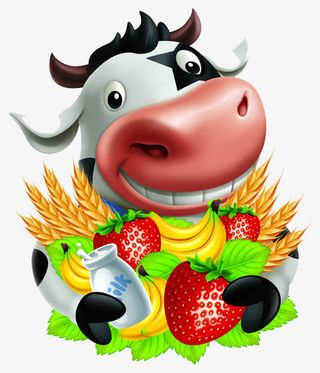 抱着水果的牛免抠