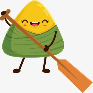 端午节拿着船桨的粽子免抠