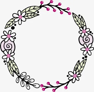 水彩野花装饰框免抠