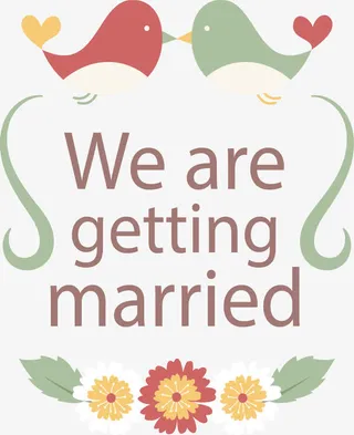 接吻鸟装饰框免抠