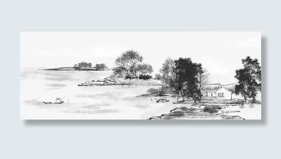 中国风水墨画树木装饰免抠 中国风水墨画树木装饰免抠