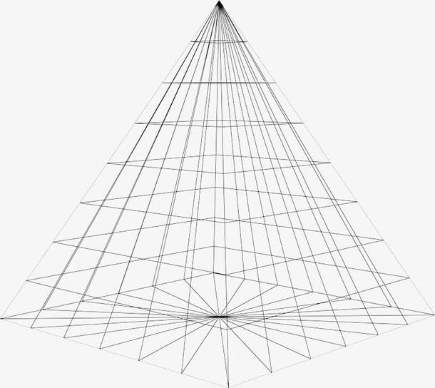 黑色网格3D金字塔免抠
