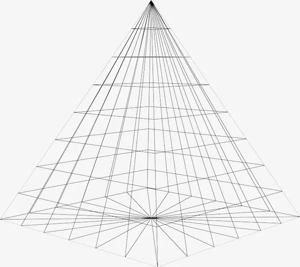 黑色网格3D金字塔免抠