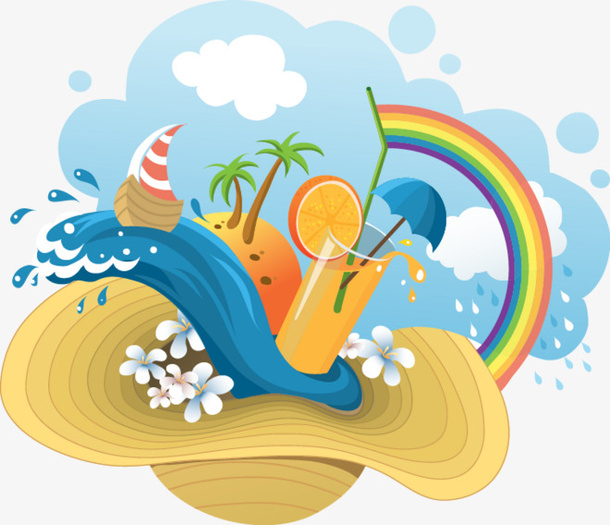 夏日海边活动免抠