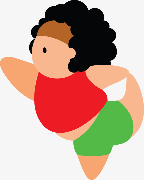 瑜伽减肥卡通女胖子免抠