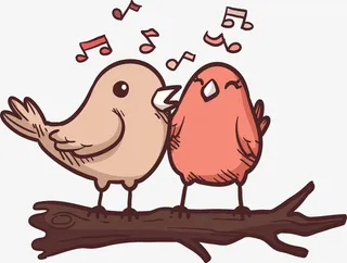 树枝唱歌的爱情鸟免抠