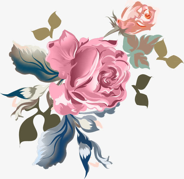卡通手绘水彩花朵免抠