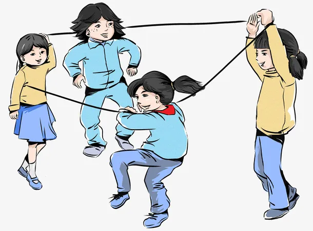 老游戏女孩跳皮筋免抠