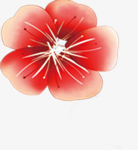 春天红色手绘缤纷花朵免抠