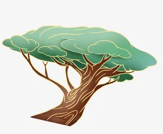 国潮手绘迎客松免抠