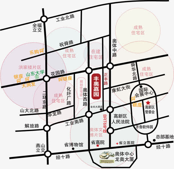 商业区域区位图免抠