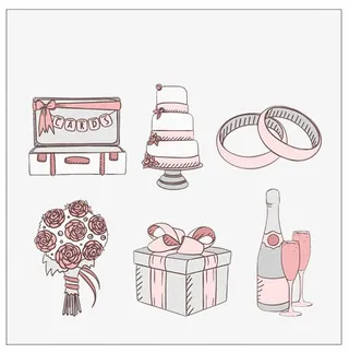 手工绘制可爱的必备配件婚纱免抠