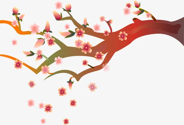 矢量扁平梅花树枝免抠