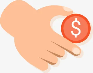 卡通手拿金币图案免抠