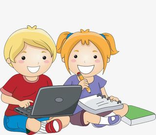 一起学习的孩子免抠