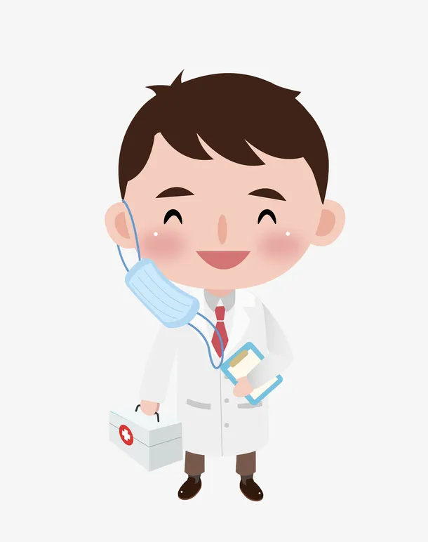卡通微笑男医生免抠