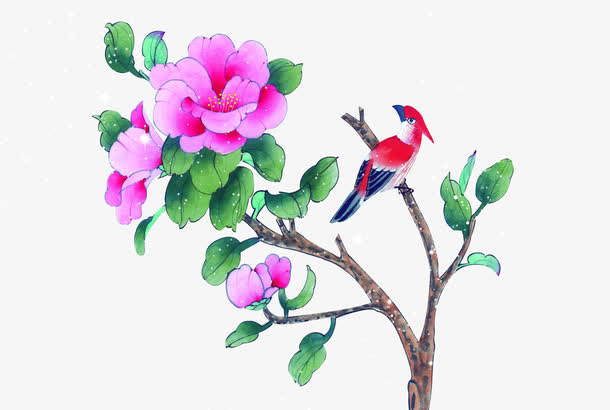 水墨花免抠