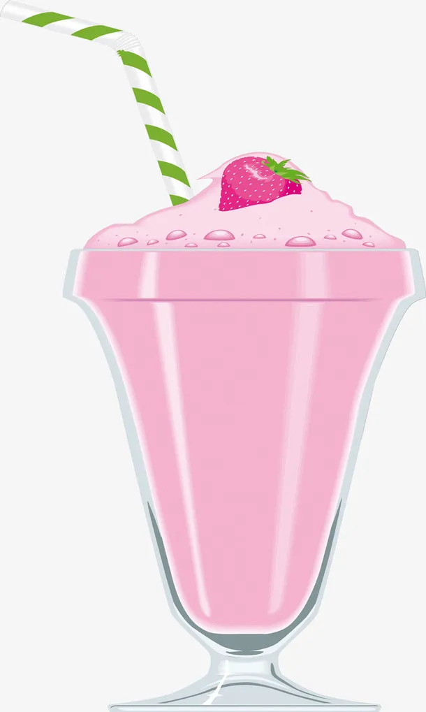 手绘夏日装饰插图草莓沙冰免抠