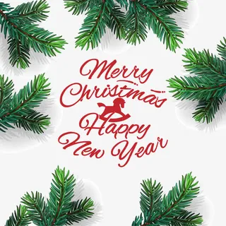 精致松枝包围圣诞贺卡矢量图免抠