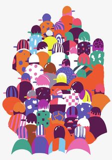 卡通人群背影免抠