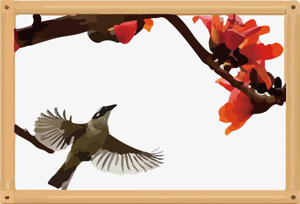 画框里的木棉花和大燕免抠